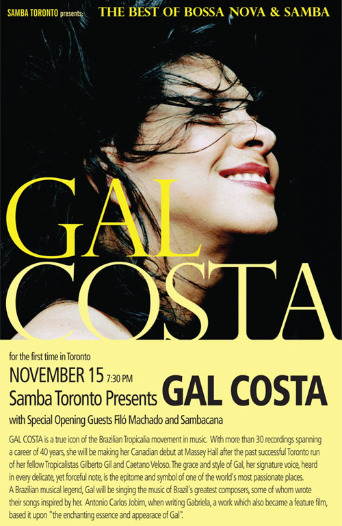 Gal Costa, Filo Machado and Sambacana @ Massey Hall November 15