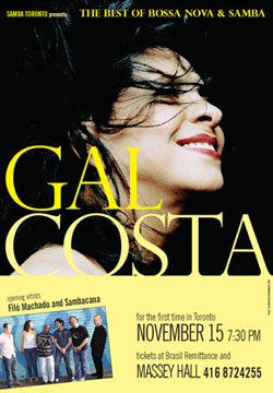 Gal Costa, Filo Machado and Sambacana @ Massey Hall November 15